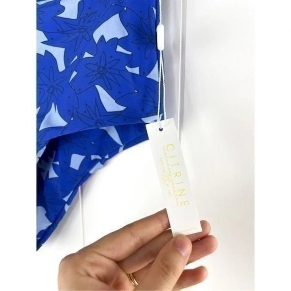 NWT‎ Free People Citrine High Waisted Ivy Blue Ruffle Bikini Bottoms S